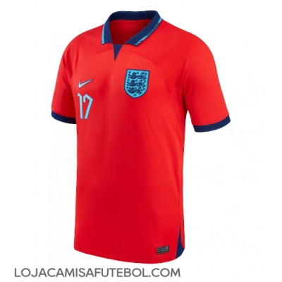 Camisa de Futebol Inglaterra Bukayo Saka #17 Equipamento Secundário Mundo 2022 Manga Curta